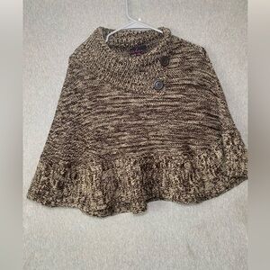 Takeout Sweater Cape Poncho Womens Size M Button Lay Down Collar
